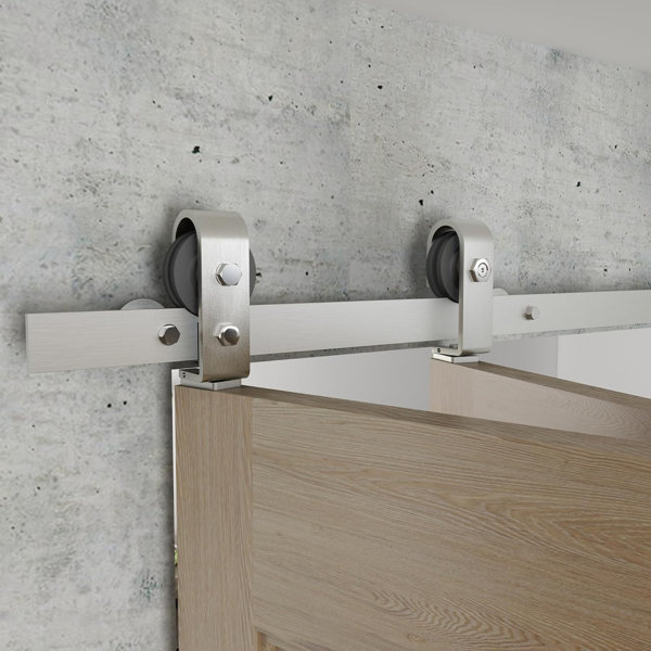 JUBEST Brushed Nickle BiFolding Barn Door Hardware Kit (Doors Not